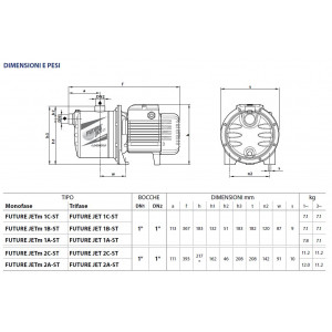 Elettropompa Autoadescante FUTURE JETm 1A-ST - Hp 0,75